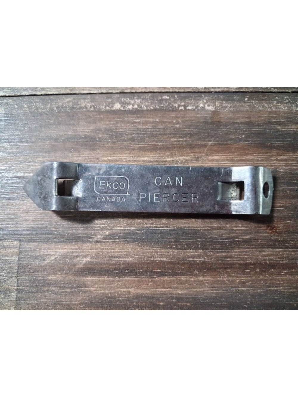 Circa 1950's Ecko Canada Can Piercer Bottle Opener Church Key Silver Tone Vtg